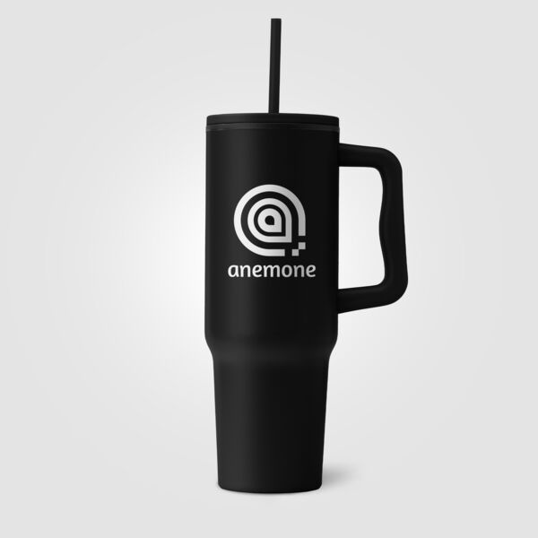 40 oz. Stainless Steel Tumbler with Plastic Liner and Straw Thumbnail